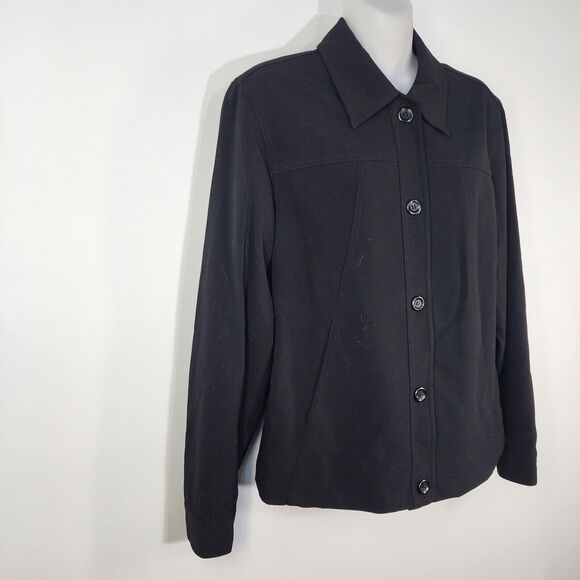 Coldwater Creek Womens Jacket Size Small Pockets Button Up Black Stretch Lined - Picture 4 of 10
